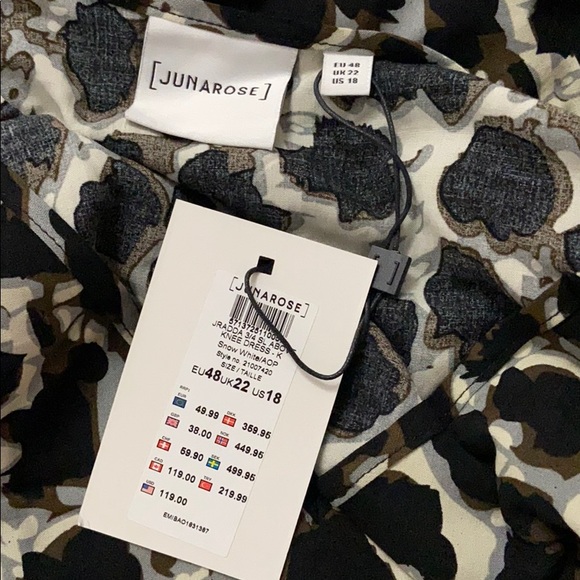 Junarose Printed Frill Shift Dress US 18 - Picture 5 of 5